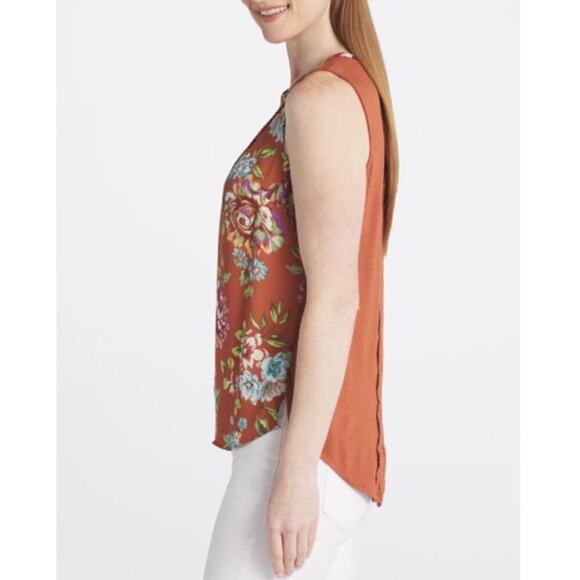 Daniel Rainn Women's Floral Burnt Orange Quin Keyhole Crochet Top Size Petite M - Picture 7 of 7